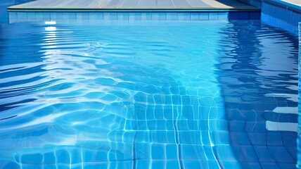 Fototapeta na wymiar pool background, blue pool water, sunny day, blue water background, blue water surface