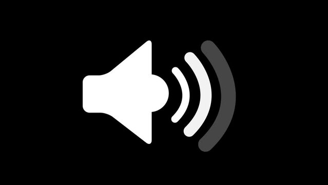 Icon of Sound on black Background with Symbol of Audio technology, music, and sound Animation of speaker volume logo.