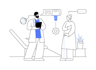 Dental implant placement abstract concept vector illustration.
