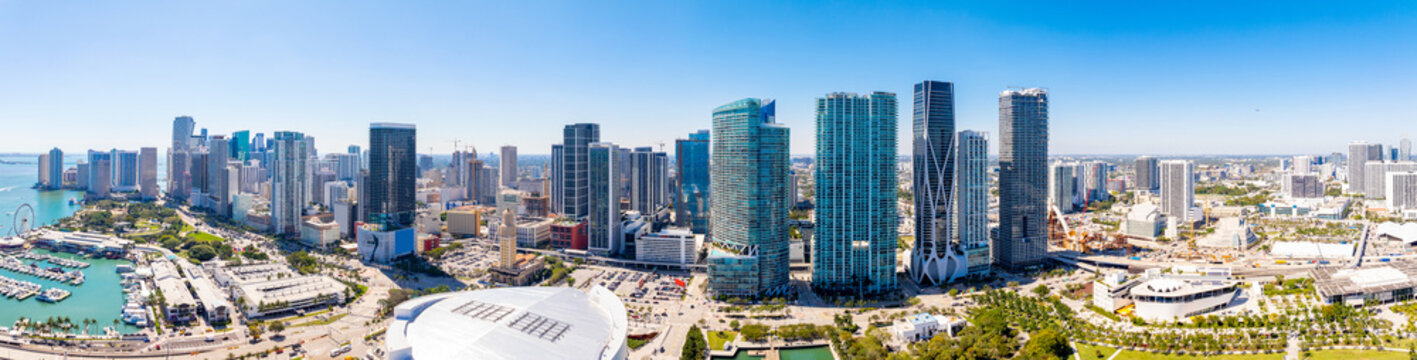 Epic aerial panorama Downtown Miami 2024