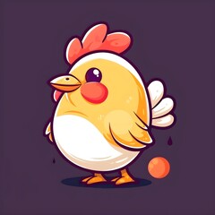 Cute Chicken: Adorable Cartoon Vector Icon for Your Designs
