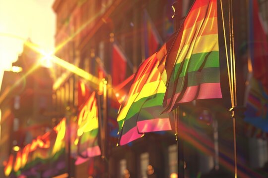 LGBTQ Pride futuristic. Rainbow editorial illustration colorful stunning diversity Flag. Gradient motley colored offbeat LGBT rights parade festival ribbon pride community equality