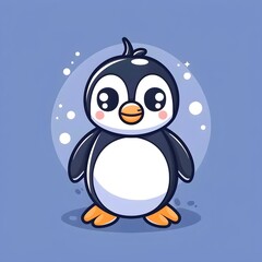 Premium Penguin: Cute Cartoon Vector Icon for Nature Concept
