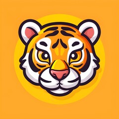 Vector Cartoon Tiger Icon: Cute Illustration for Nature Concept