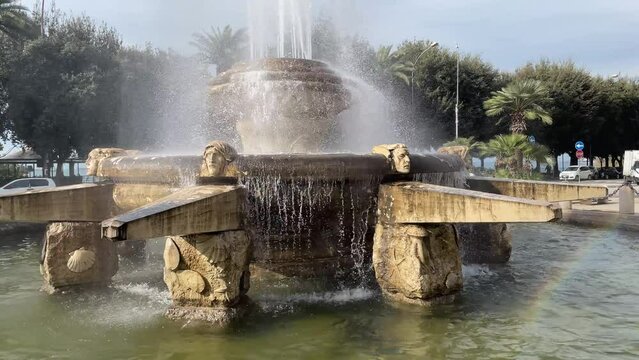 The fountain of the Rosa dei Venti in Ebalia square on the seafront in Taranto, Puglia, Italy
