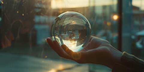 crystal ball in hand close-up Generative AI - obrazy, fototapety, plakaty