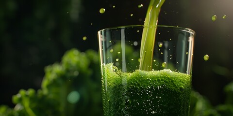 green natural herbal juice is poured into a glass Generative AI