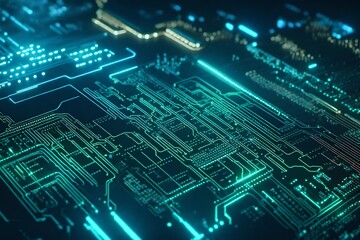 Futuristic AI Circuitry: A close-up shot capturing intricate details of advanced artificial intelligence circuit designs.