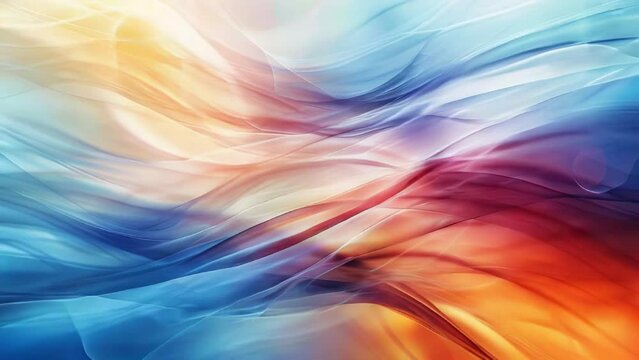 Abstract background with blue, orange, yellow and green waves. Vector illustration.
