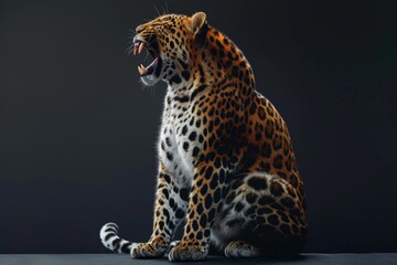 portrait of a leopard on black Background