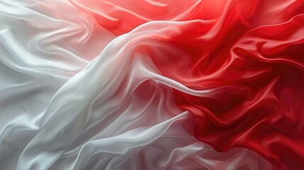 Obraz premium Abstract digital background or texture design of polish flag colors, Poland national country symbol illustration wavy silk fabric background