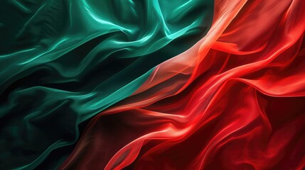 Obraz premium Abstract digital background or texture design of portuguese flag colors, Portugal national country symbol illustration wavy silk fabric background