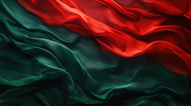 Abstract digital background or texture design of portuguese flag colors, Portugal national country symbol illustration wavy silk fabric background