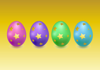 Huevos de Pascua de colores y adornados con estrellas