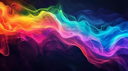 Möbelaufkleber farbige, fließende Wellen vor dunklem Hintergrund © MONO