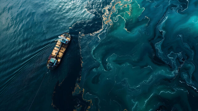 oil floating on the surface of the ocean, water pollution and chemicals create problems for the environment, living things and natural resources
