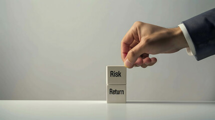 risk and return management concept, Businessmen managing risk and returns to maximize investment efficiency and profit, risk and reward ratio in financial theory - obrazy, fototapety, plakaty
