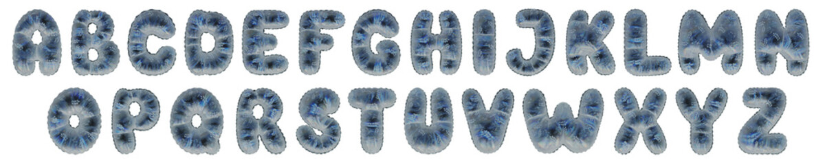 3D Helium Balloon Letter A to Z collection set with Flower texture on rainbow colored blue glass