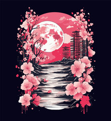 Japanese style popular typography t-shirt design for clothes sale poster banner wallpaper vector