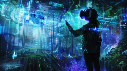 A virtual reality simulation powered by AI algorithms, transporting users to immersive digital realms limited only by imagination.