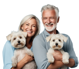 Pet Parent, Photographs of happy elderly people and dogs that are like members of their families. PNG