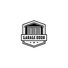 Simple Line Art Garage Warehouse Building Badge Label Logo