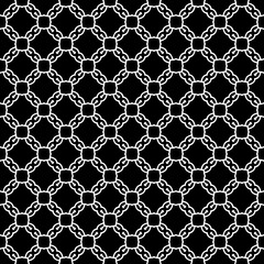 Black and white seamless abstract pattern. Background and backdrop. Grayscale ornamental design. Mosaic ornaments. Vector graphic illustration. EPS10.