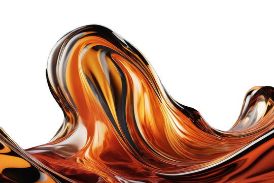 a high quality stock photograph of a single 3d rendering flowing liquid glass shape. Minimal glossy color wavy fluid motion isolated on a white background