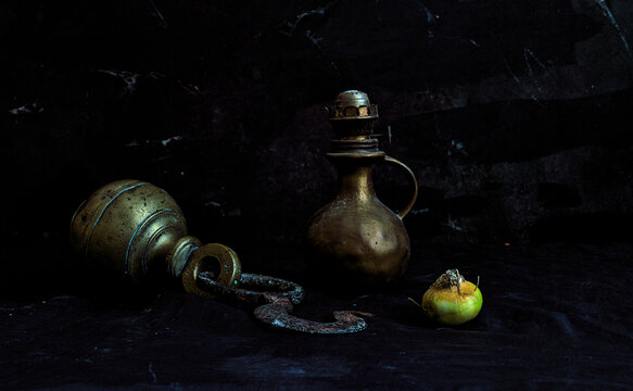 Weights for the scale: still life European painting style