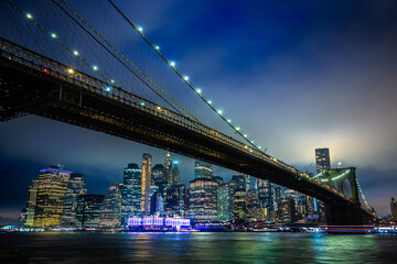 Brooklyn Bridge and Manhattan at night - 744019530