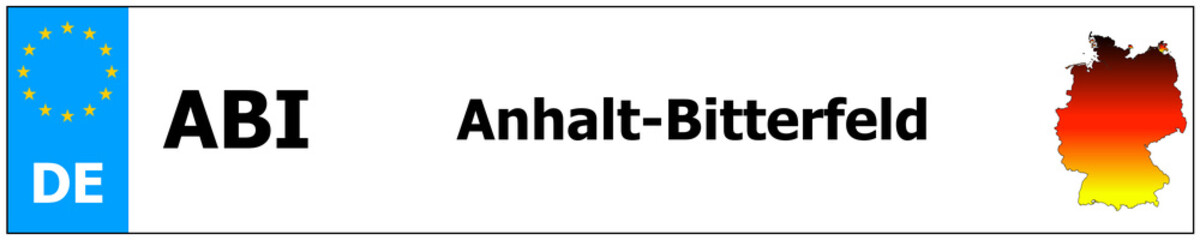 Anhalt-Bitterfeld car licence plate sticker name and map of Germany. Vehicle registration plates frames German number