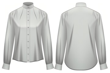 A stylish women's shirt with a classic collar and long sleeves. Perfect for professional or casual wear - obrazy, fototapety, plakaty