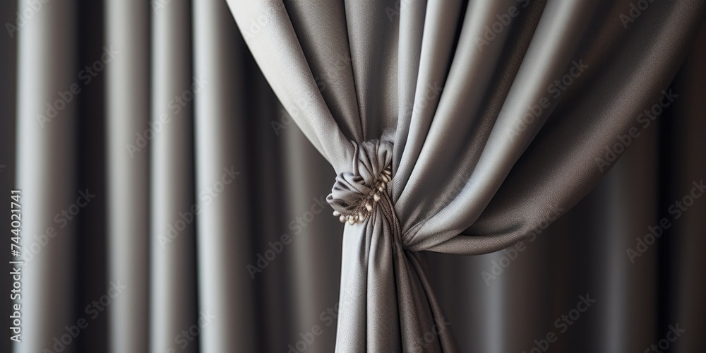 Poster a detailed image of a curtain with a flower design. ideal for interior design concepts
