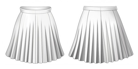 Two stylish pleated skirts on a clean white backdrop. Perfect for fashion design projects