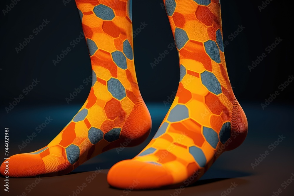 Poster colorful socks with a fun giraffe design, perfect for adding a pop of color to any outfit