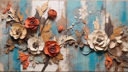 background wood with flowers