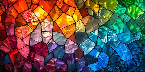 Colorful stained glass window texture. Abstract background and texture for design. - obrazy, fototapety, plakaty