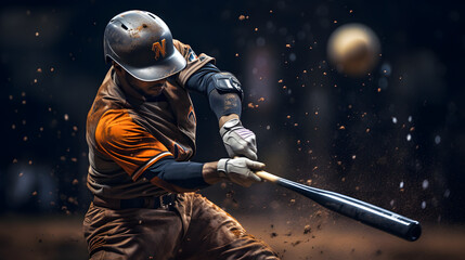 baseball player hitting a ball - obrazy, fototapety, plakaty