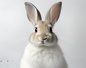 Rabbit , blank templated, rule of thirds, space for text, isolated white background