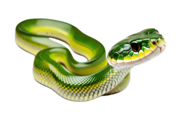 a high quality stock photograph of a single happy snake isolated on a white background