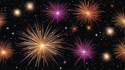 Fototapeta na wymiar fireworks on the night sky An abstract vector illustration of fireworks on a black background. The fireworks are bright 