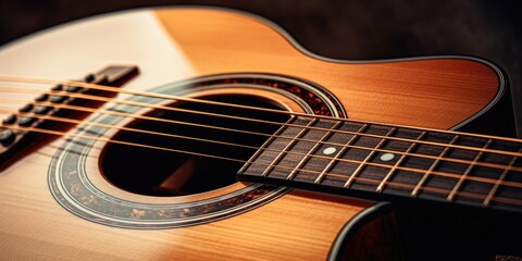 Fototapeta premium Detailed image of an acoustic guitar, suitable for music-related projects