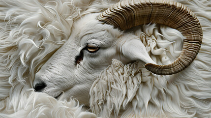Close-Up of a Ram With Long Horns