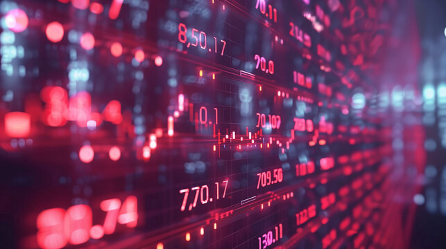 Financial stock market numbers. Business success and growth concept. Abstract economy data on screen display.