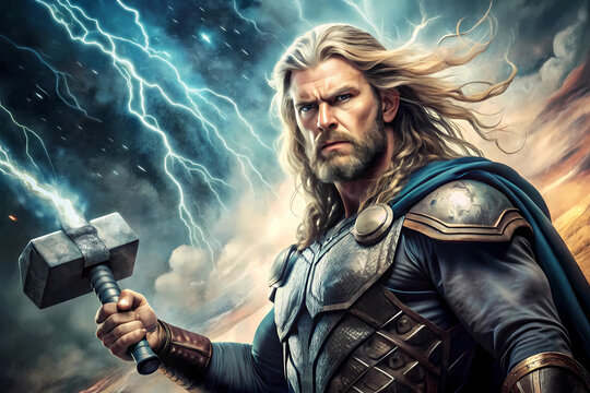 Thor, figure from Norse mythology, man, strength, god, hammer, god of thunder, protector
