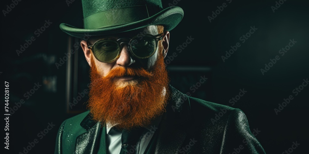 Aufkleber A man with a red beard wearing a hat and glasses, suitable for various concepts