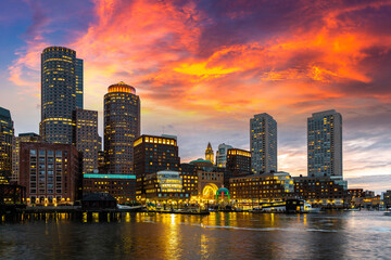 Boston cityscape at night