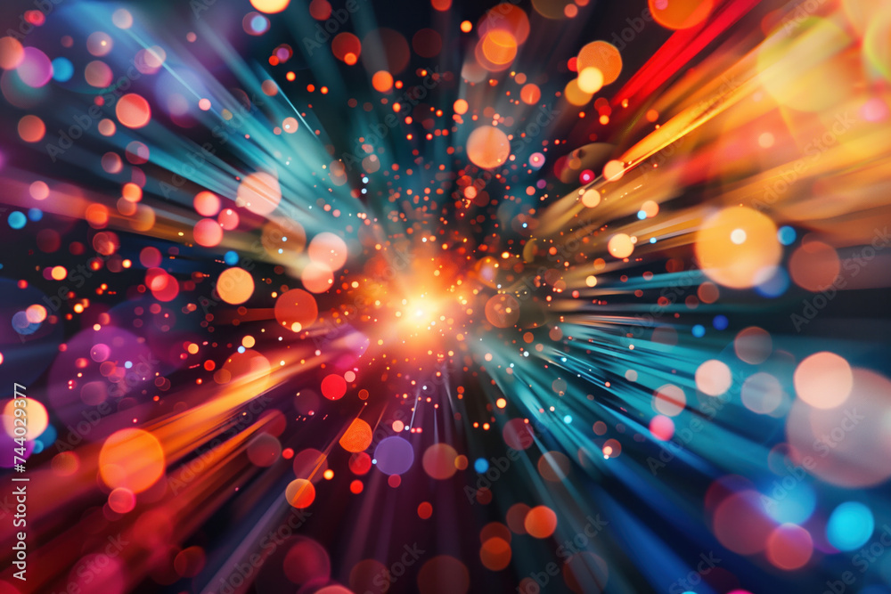 Poster abstract background with motion, lights and bokeh. a slide background for showcasing digital content