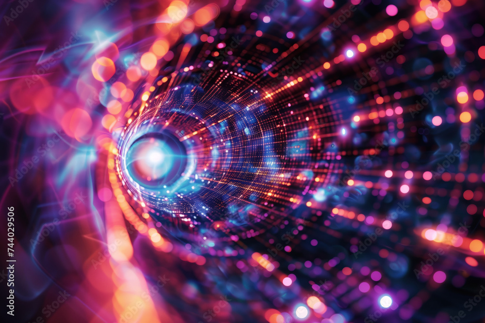 Poster abstract background with motion, lights and bokeh. a slide background for showcasing digital content