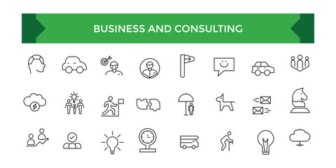 Business and Consulting office line icons collection. UI icon set. outline icons pack. Vector illustration